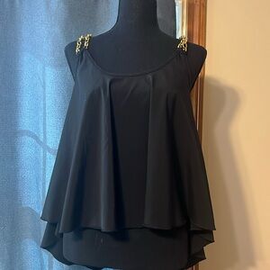 Black Tank Top with Gold Chain Straps From Blush SM